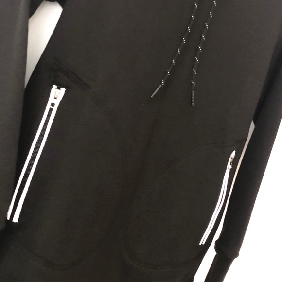 Long Line Fleece lined Hoodie w reflective pockets - Picture 3 of 8